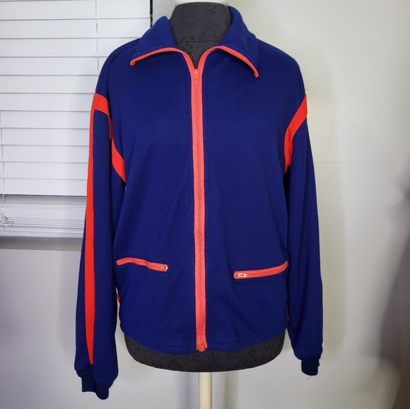 1970s Colorblock Dagger Collar Zip Front Jogger Jacket - Picture 1 of 10